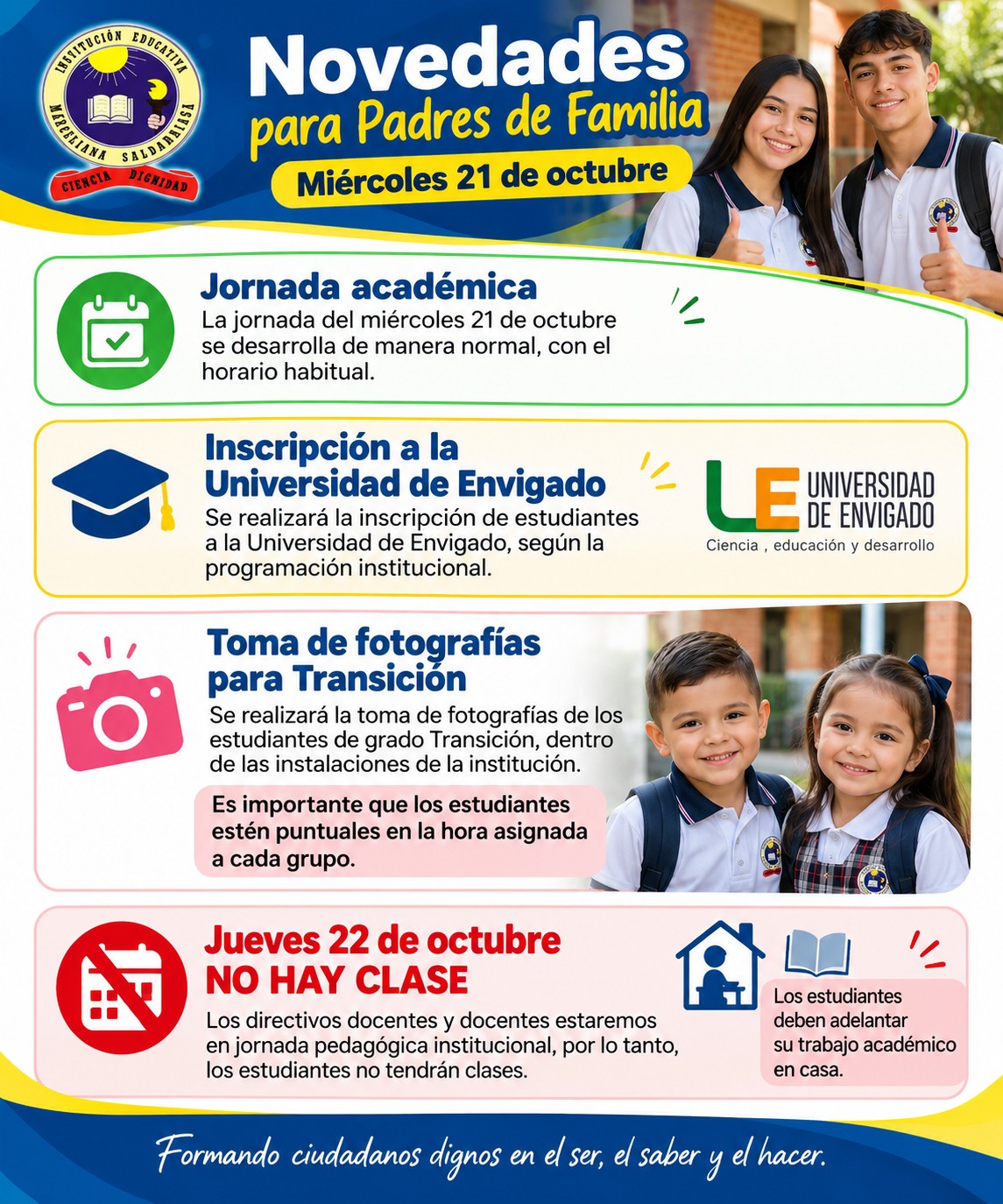 Novedades Jornada AM, miercóles 21 de octubre